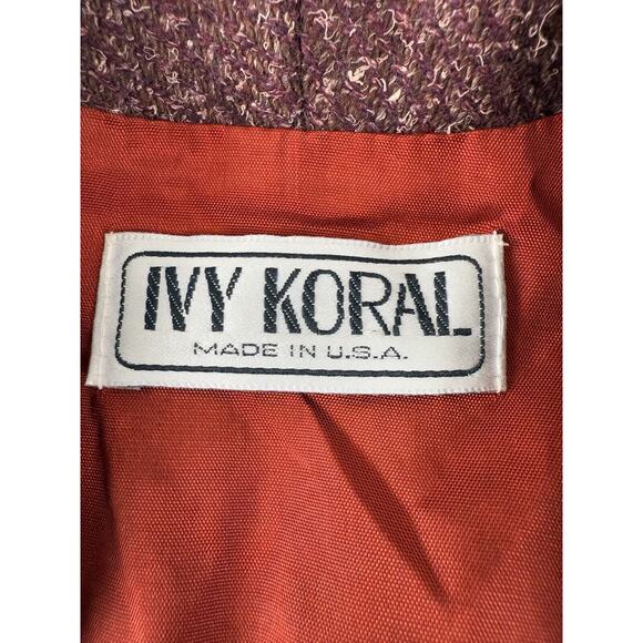 VINTAGE Ivy Koral Womens Size S Single Button Wool Blend Blazer Jacket Maroon - Picture 6 of 9